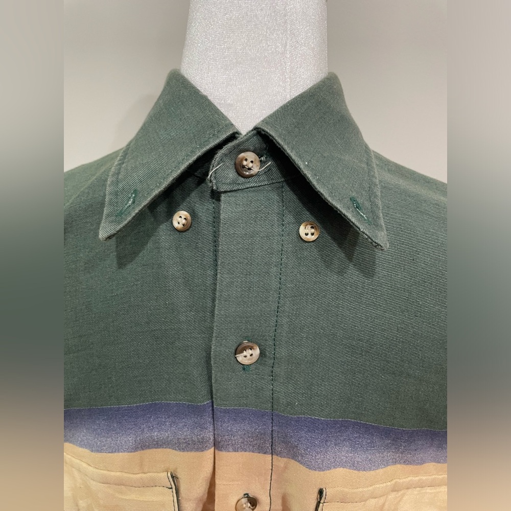 Vintage Roper Aztec Design Green Dress Shirt Long Sleeve Size Medium Men’s - Picture 3 of 16